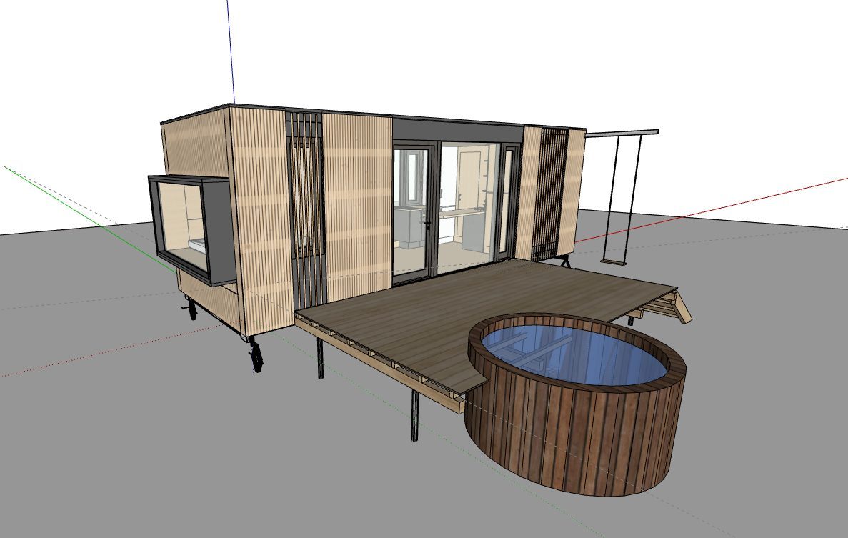 3D model výsuvného systému postele v domě Múza